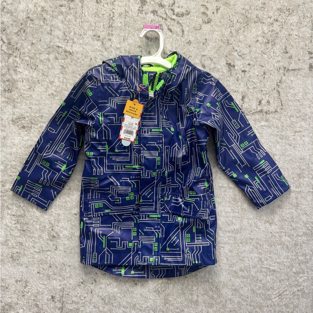 Cat & Jack Blue and Green Raincoat NWT